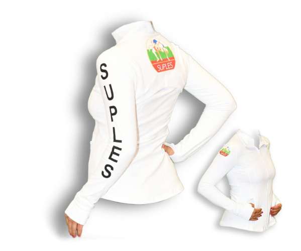 Jachetă albă pentru femei Suples cu fermoar