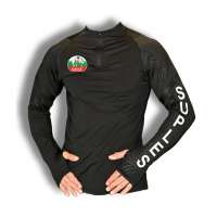 Tricou bărbați Suples negru cu fermoar scurt (Quarter-Zip)