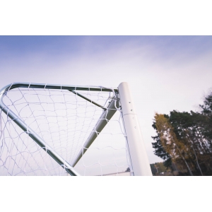 Poartă de fotbal „PRO” 7,32×2,44 m portabilă [profil AL oval 120×100], vopsită alb