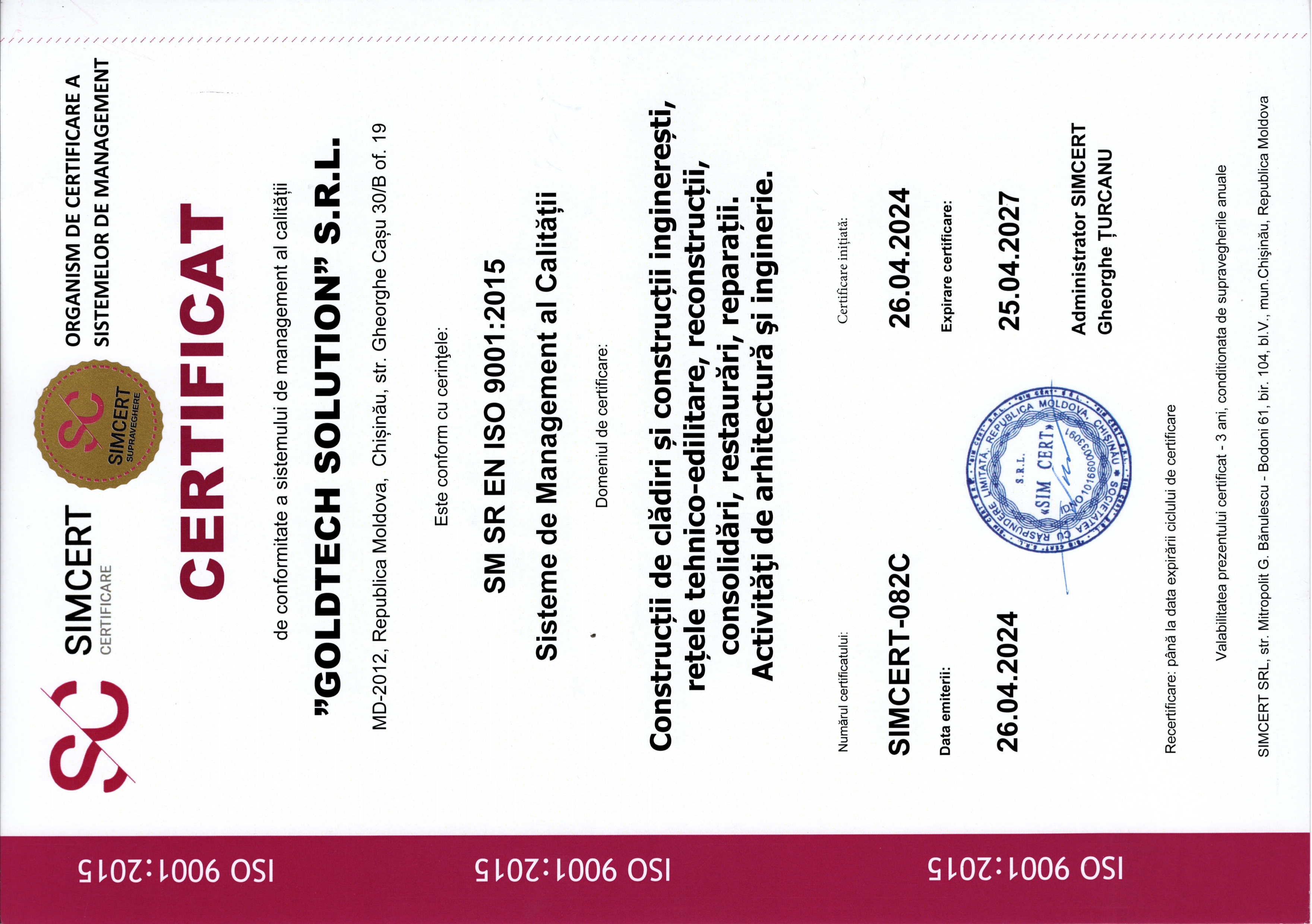 Certificat ISO 9001 